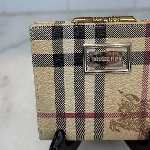 Burberry Vintage Haymarket Check Knight Insignia Bifold Wallet - HTF - Picture 2 of 16